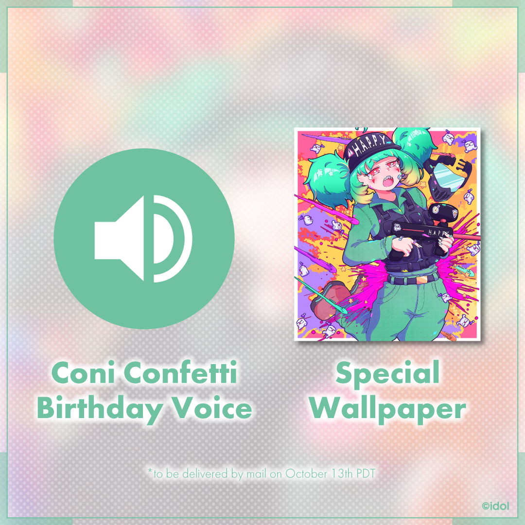 Coni Confetti Birthday Merch 2024