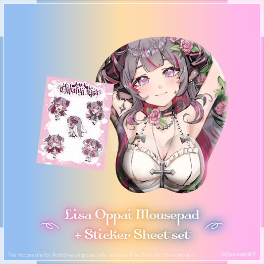 ENCORE Second Season Merch - Lisa Oppai Mousepad + Sticker Sheet set