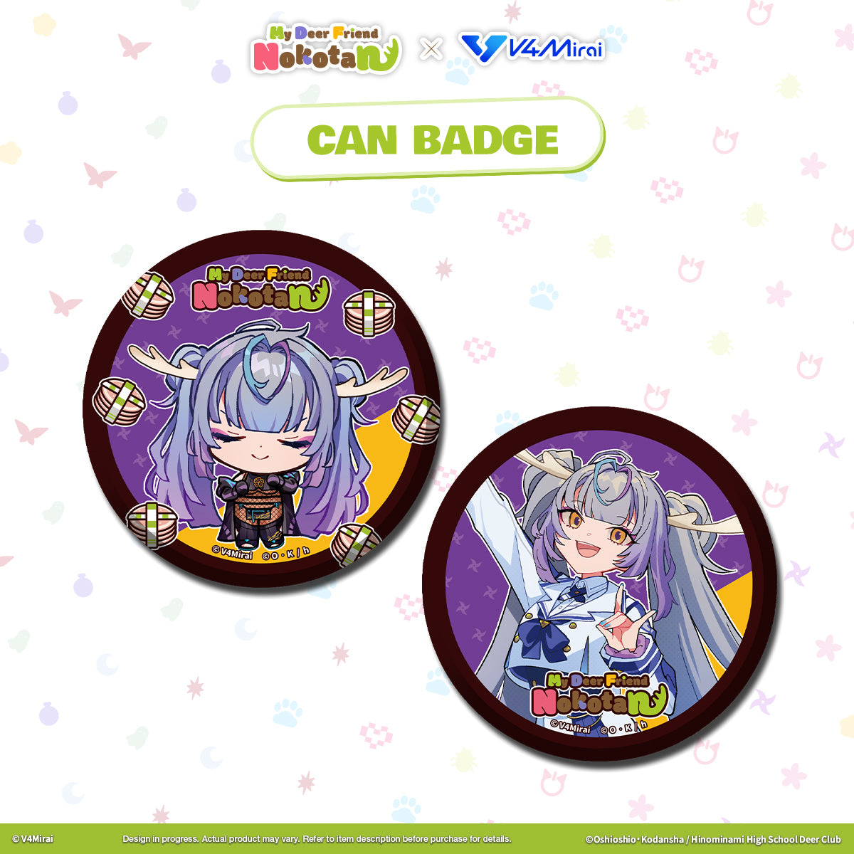 My Deer Friend Nokotan × V4Mirai Collab Merch - Can Badge