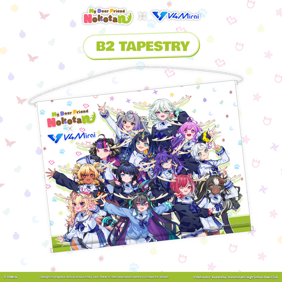 My Deer Friend Nokotan × V4Mirai Collab Merch - B2 Tapestry