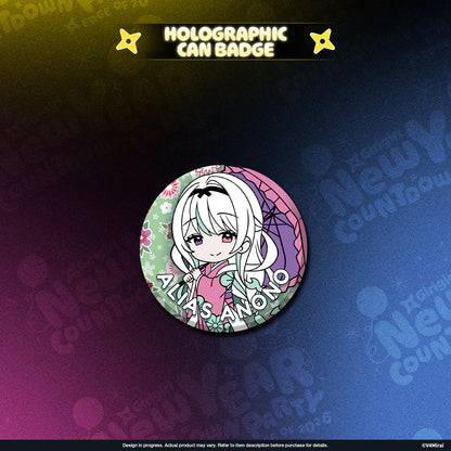 V4Mirai 2026 New Year Blessings Merch - Holographic Can Badge