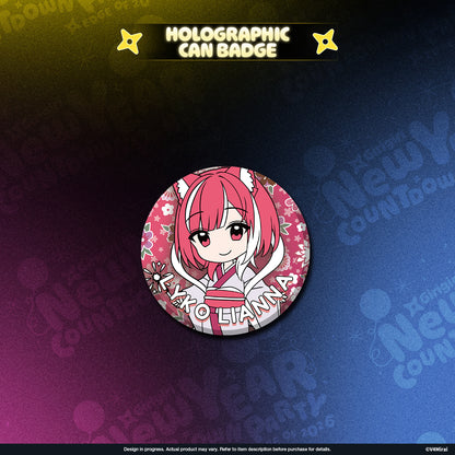 V4Mirai 2026 New Year Blessings Merch - Holographic Can Badge