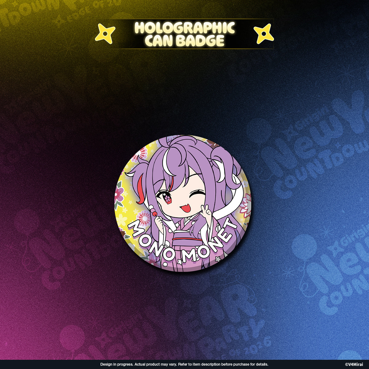 V4Mirai 2026 New Year Blessings Merch - Holographic Can Badge