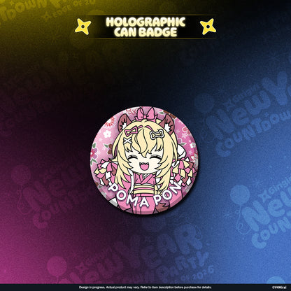 V4Mirai 2026 New Year Blessings Merch - Holographic Can Badge