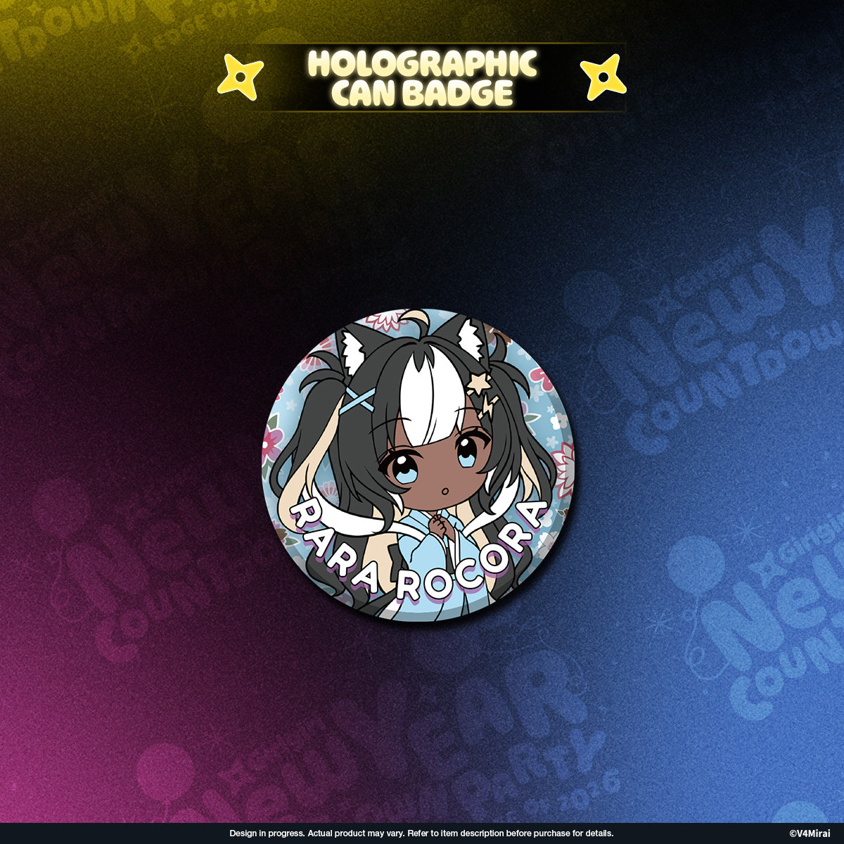 V4Mirai 2026 New Year Blessings Merch - Holographic Can Badge