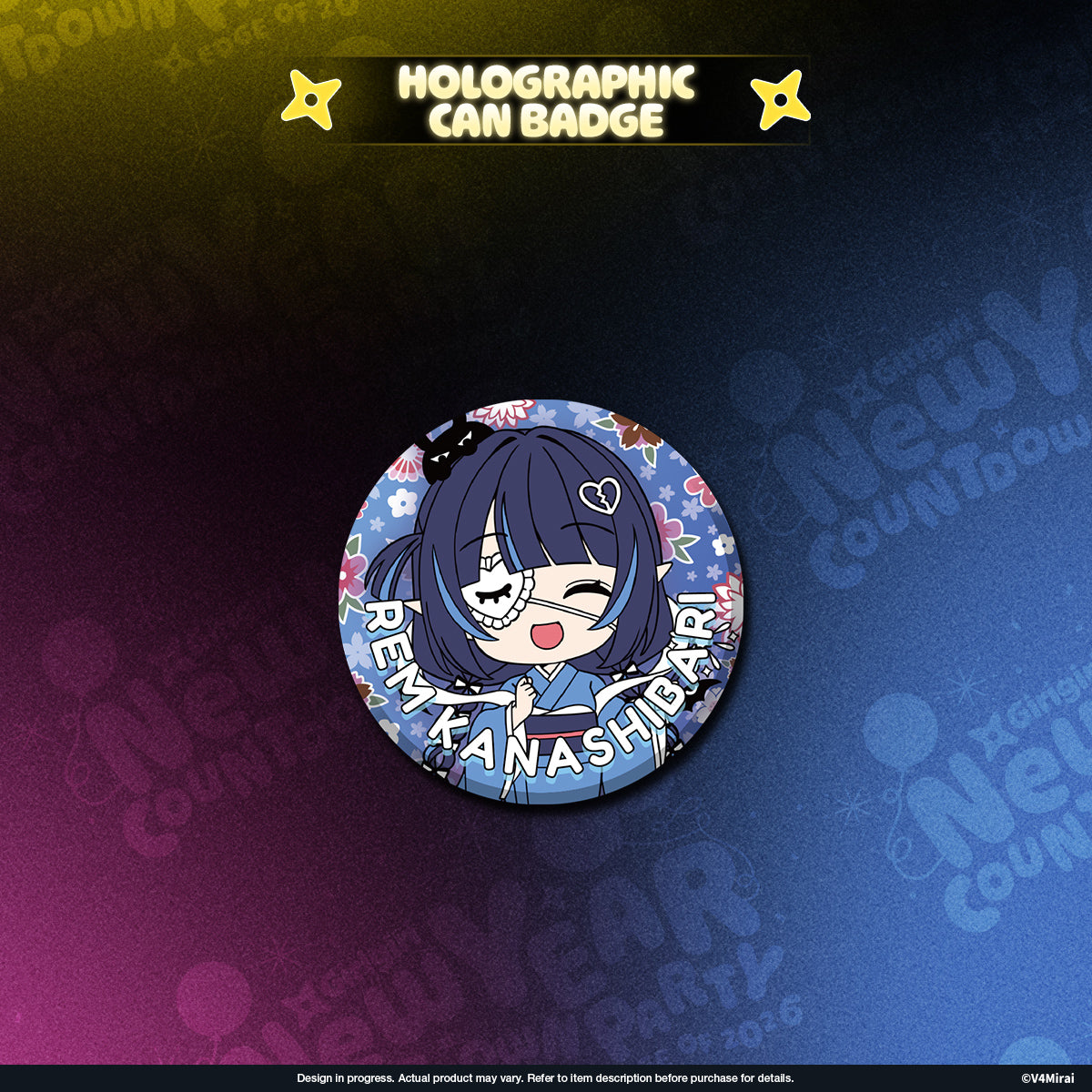 V4Mirai 2026 New Year Blessings Merch - Holographic Can Badge
