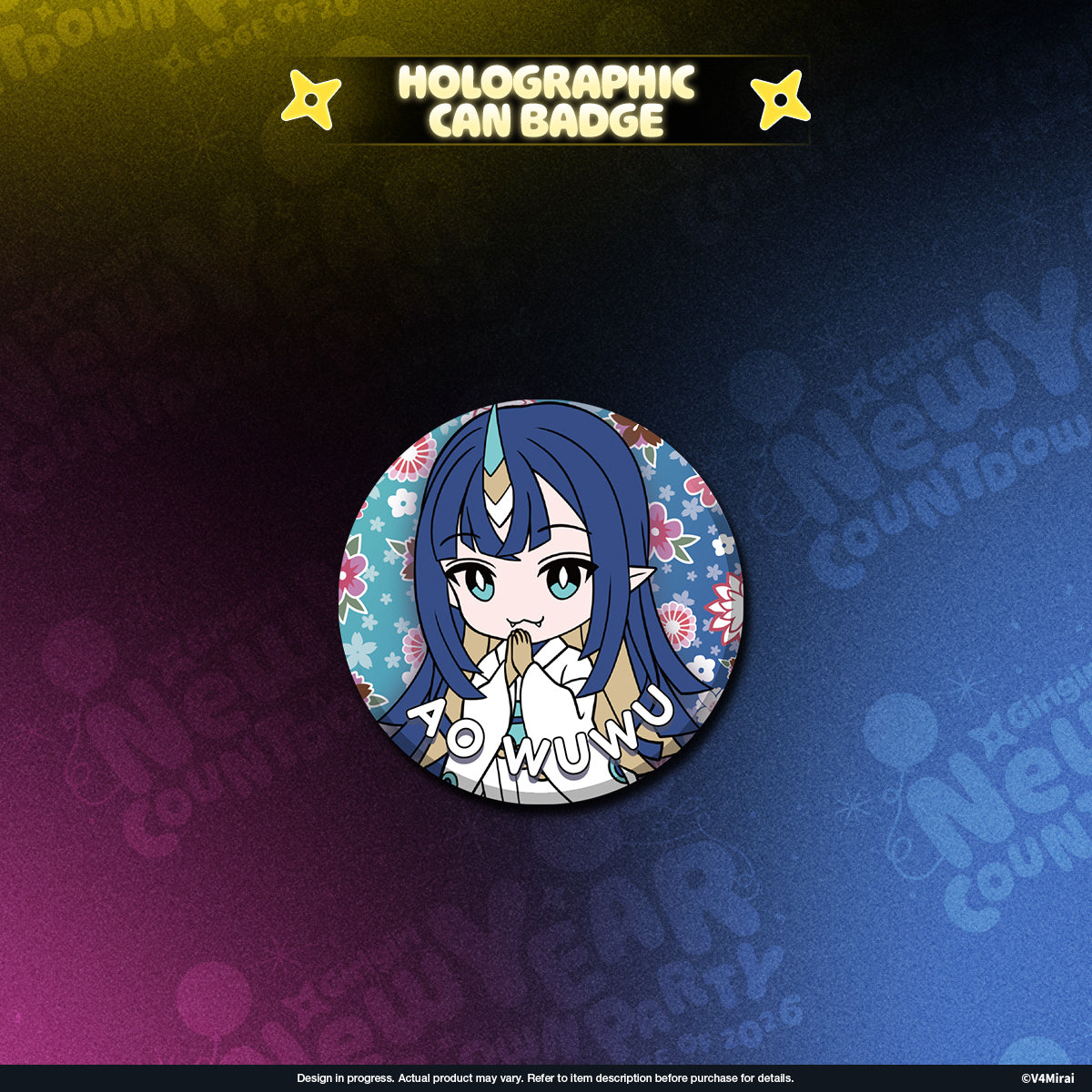 V4Mirai 2026 New Year Blessings Merch - Holographic Can Badge