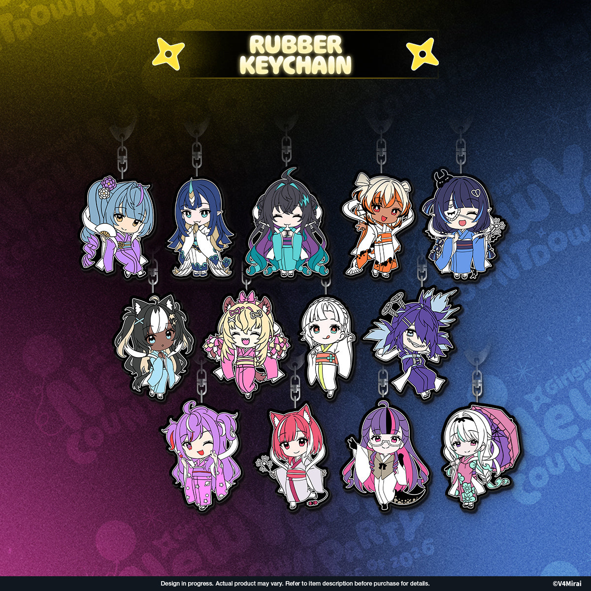 V4Mirai 2026 New Year Blessings Merch - Rubber Keychain